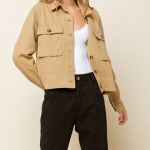 Tan Cropped Utility Jacket West of Melrose Women’s Size Large